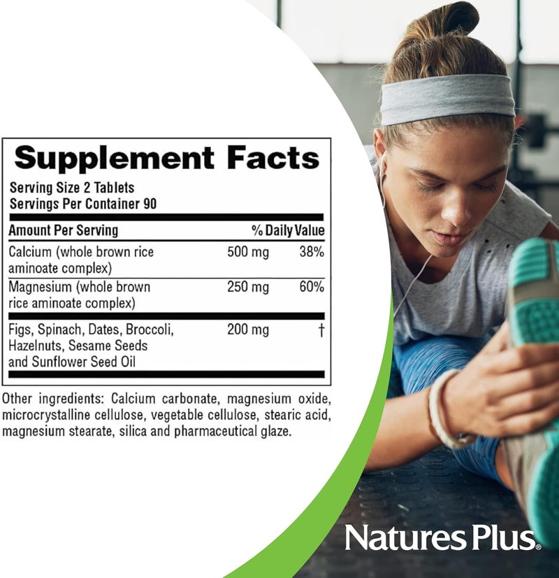 NaturesPlus Source of Life CalMag Mineral Supplement 500 mg Calcium 250 mg Magnesium 180 Vegetarian Tablets  Whole Food Supplement Promotes Bone Health  GlutenFree  90 Servings - Image 5