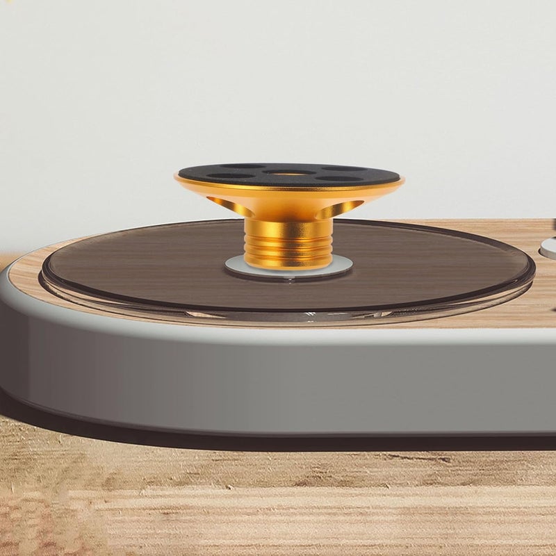 Turntable Stabilizer Record Weight Gold Aluminum Alloy with Vibration Reduction Base Pad for Vinyl Record Players and Djs - Image 4