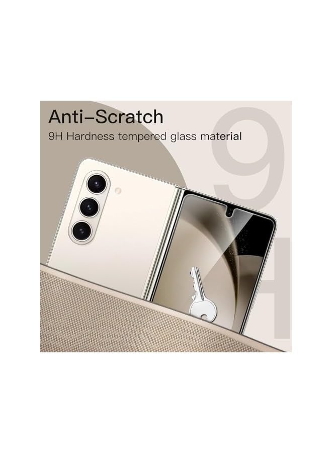 جي تيك واقي شاشة أمامي لهاتف Galaxy Z Fold 5، غشاء زجاجي مقوى مع أداة تركيب سهلة، مناسب للحافظة، شفاف عالي الدقة، عبوة من 3 قطع - Image 4