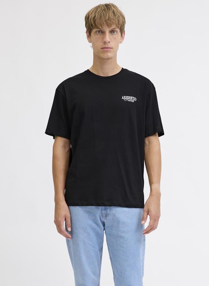 ج ج ريبل تيشيرت بطباعة نصية بقصة عادية وياقة دائرية - Image 1