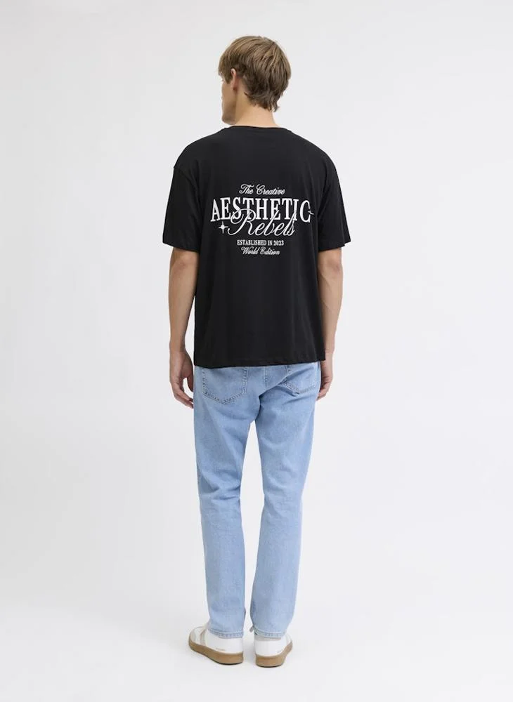 JJ Rebel Text Print Regular Fit Crew Neck T-Shirt