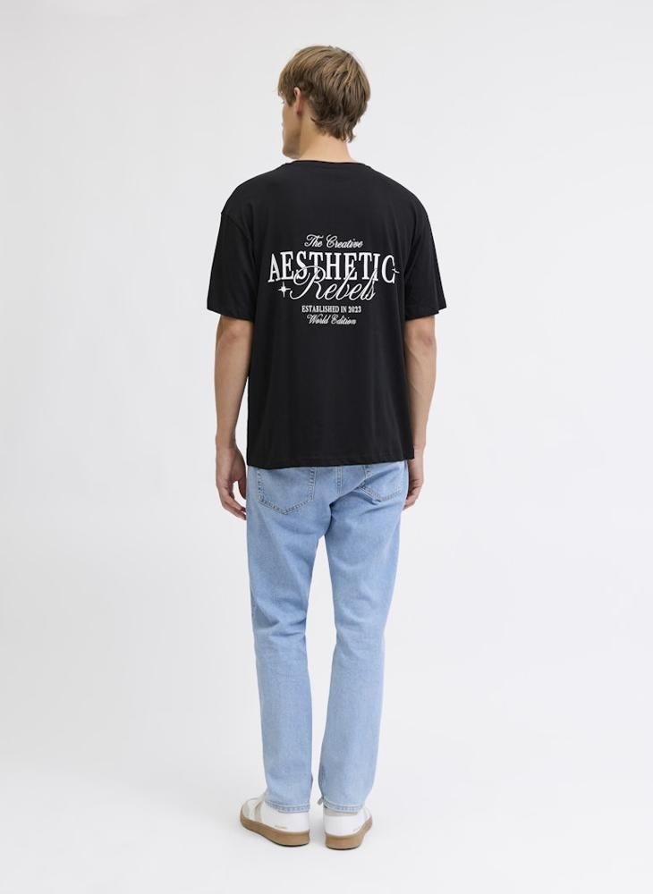 ج ج ريبل تيشيرت بطباعة نصية بقصة عادية وياقة دائرية - Image 2