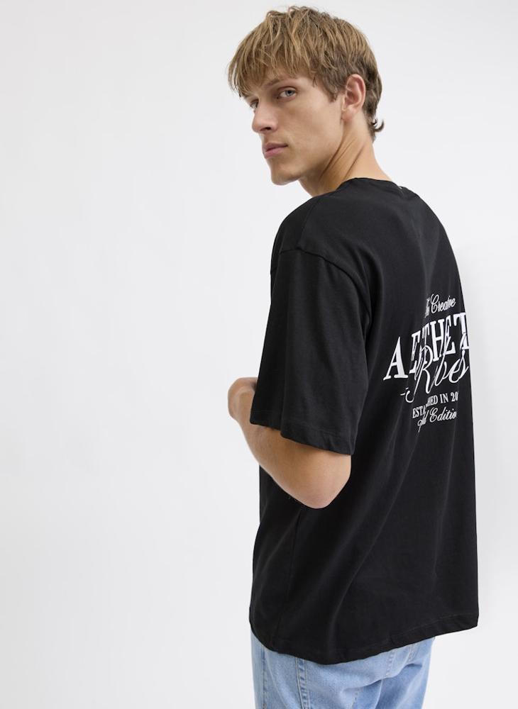 ج ج ريبل تيشيرت بطباعة نصية بقصة عادية وياقة دائرية - Image 3