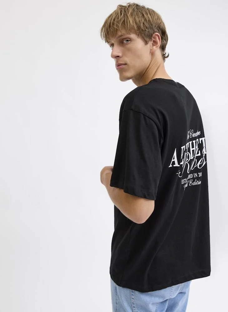 JJ Rebel  Text Print Regular Fit Crew Neck T-Shirt for Men | Best Price UAE