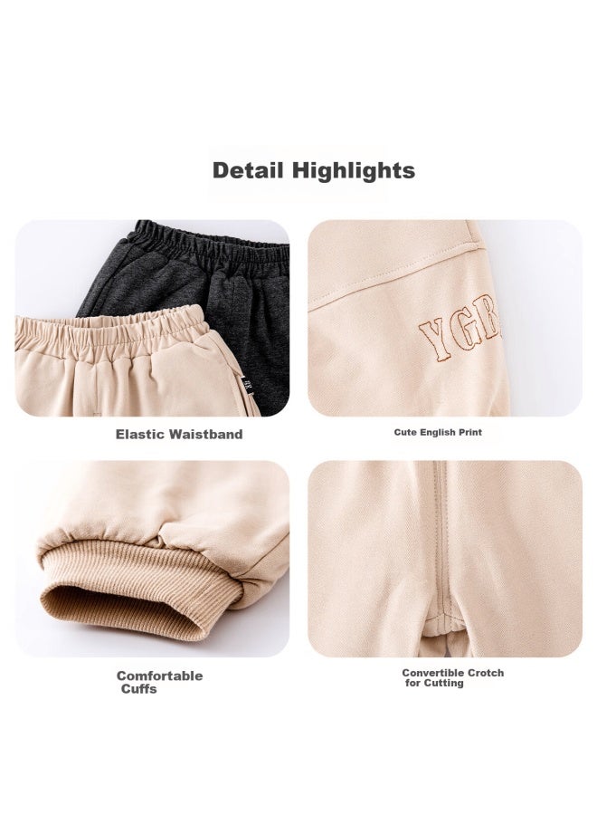 Ingebaby Kids Thickened Cotton-padded Winter Pants For Boys And Girls, Warm Baby Trousers, Dark Gray, Size 130
