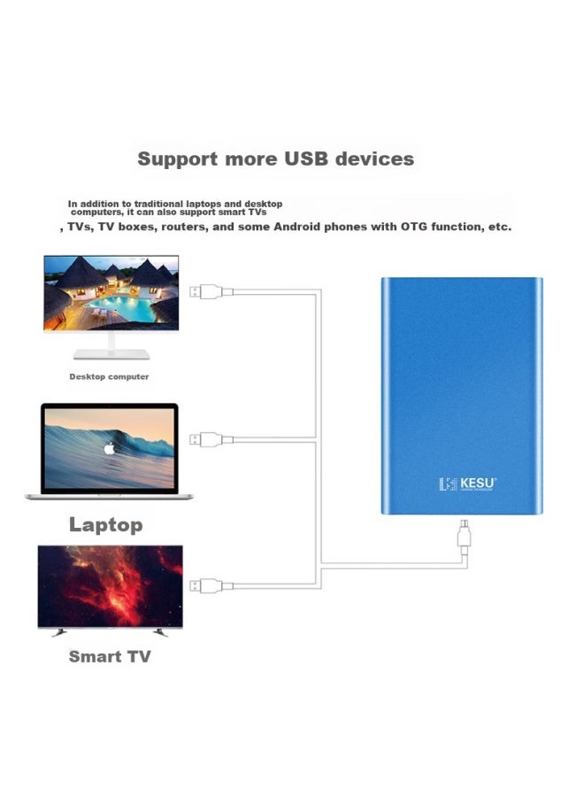 Kesu 500gb Portable Hard Drive, Large Capacity, Usb3.0, K201, 2.5-inch, Sky Blue, External Mechanical Hard Drive, For Storing Files And Photos, Backup, Large Usb Flash Drive - Image 3