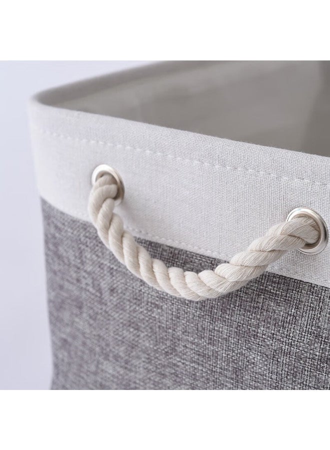 Eekiks Style Cotton And Linen Storage Basket, Thickened Double-layer Storage Basket With Drawstring, Foldable Laundry Hamper, Cotton And Linen Blue Large Size - Image 5