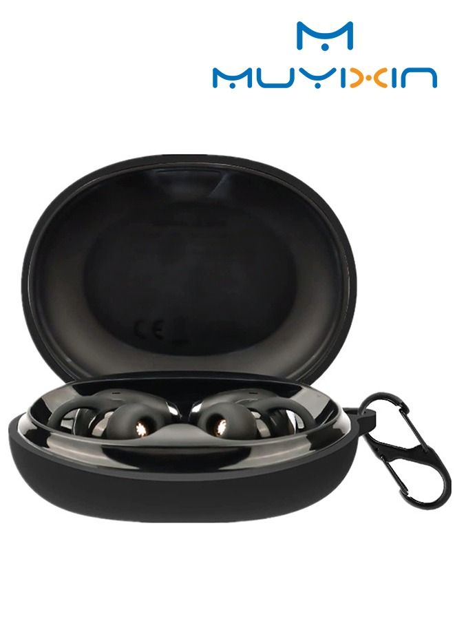 Muyixin Case for Anker Soundcore Life A2 NC Silicone Scratch Shock Resistant Case Cover with Carabiner (Black) - Image 1