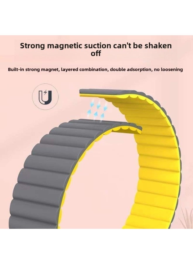 Magnetic Silicone Strap For huawei Glory Xiaomi Vivo Samsung Jiaming Watch Strap 20/22MM Wrist Strap-Color:For huawei Gt2 42mm-【starlight Color With Orange】 Magnetic Silicone Strap With Buckle - Image 5