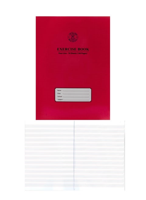 A4 Size Four Lined Notebook 70 Sheets Assorted Colours