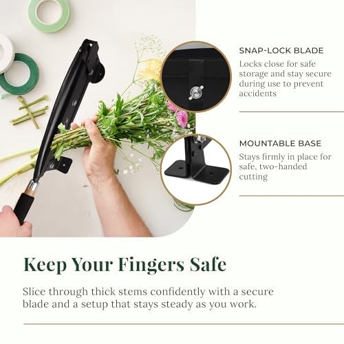 Larksilk 14-Inch Heavy Duty Flower Stem Cutter - Commercial Grade Floral Tool with Safety Latch, Table Mountable - Ideal for Florists, Gardening, and Flower Arrangements - Image 5