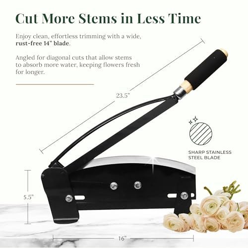 Larksilk 14-Inch Heavy Duty Flower Stem Cutter - Commercial Grade Floral Tool with Safety Latch, Table Mountable - Ideal for Florists, Gardening, and Flower Arrangements - Image 3