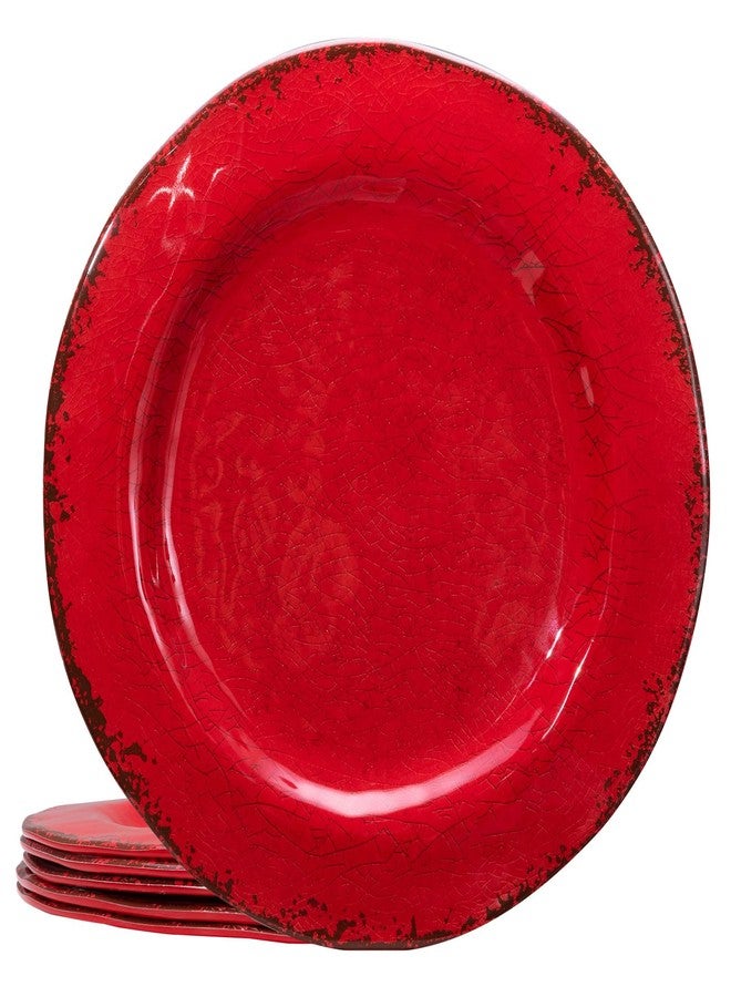 LEHAHA Melamine Plates, Rustic Outdoor Melamine Dinner Plates Set of 6, 11 inches, Large Dessert Plate Set Serving Dishes for Indoors and Outdoors, Unbreakable and Dishwasher Safe - Image 1