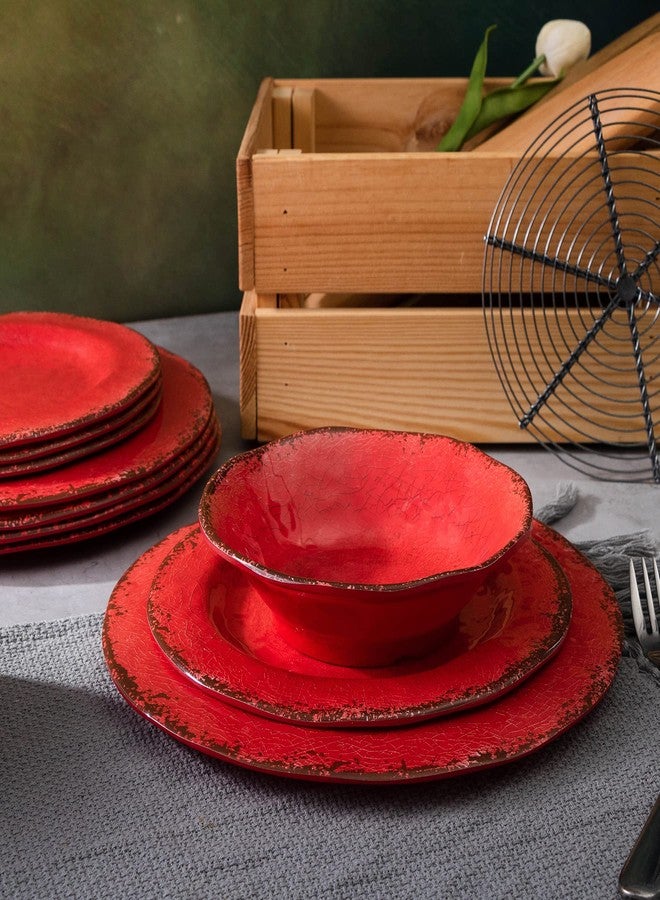 LEHAHA Melamine Plates, Rustic Outdoor Melamine Dinner Plates Set of 6, 11 inches, Large Dessert Plate Set Serving Dishes for Indoors and Outdoors, Unbreakable and Dishwasher Safe - Image 5
