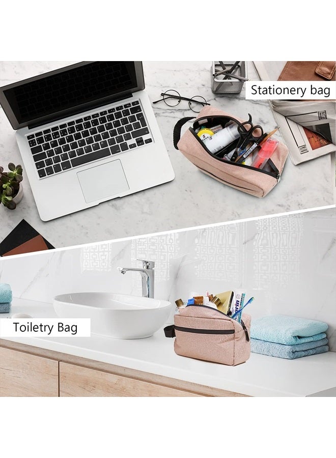 FUNSEED Travel Toiletry Bag for Women and Men, Water-resistant Shaving Bag for Toiletries Accessories, Foldable Storage Bags with Divider and Handle for Cosmetics Toiletries Brushes Tools (Pink) - Image 4