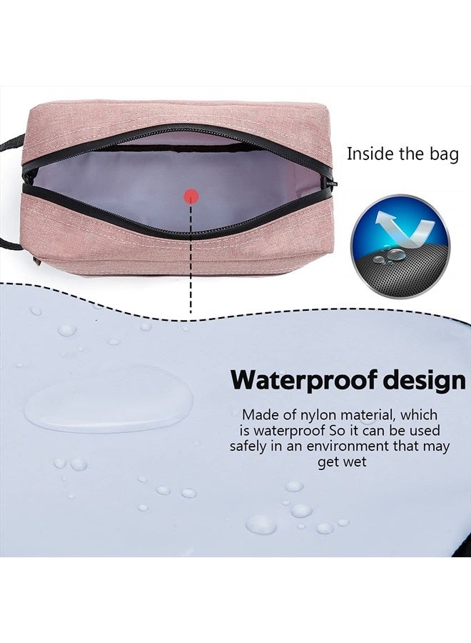 FUNSEED Travel Toiletry Bag for Women and Men, Water-resistant Shaving Bag for Toiletries Accessories, Foldable Storage Bags with Divider and Handle for Cosmetics Toiletries Brushes Tools (Pink) - Image 2