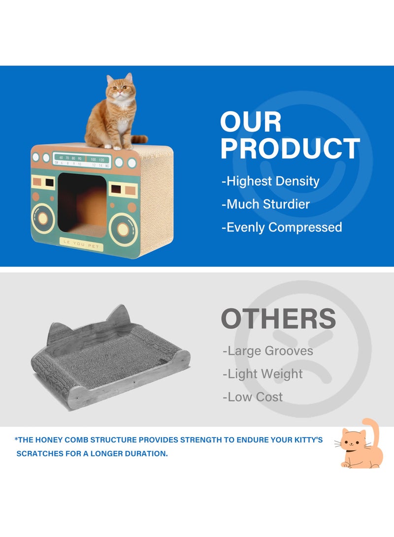 Excefore Cat Enrichment Toy Vertical Cat Nest for All Seasons Radio Cat Scratcher Cardboard Lounge Bed Durable Pads Prevent Furniture Damage Corrugated Scratcher Box Toy for Cat Birthday - Image 4