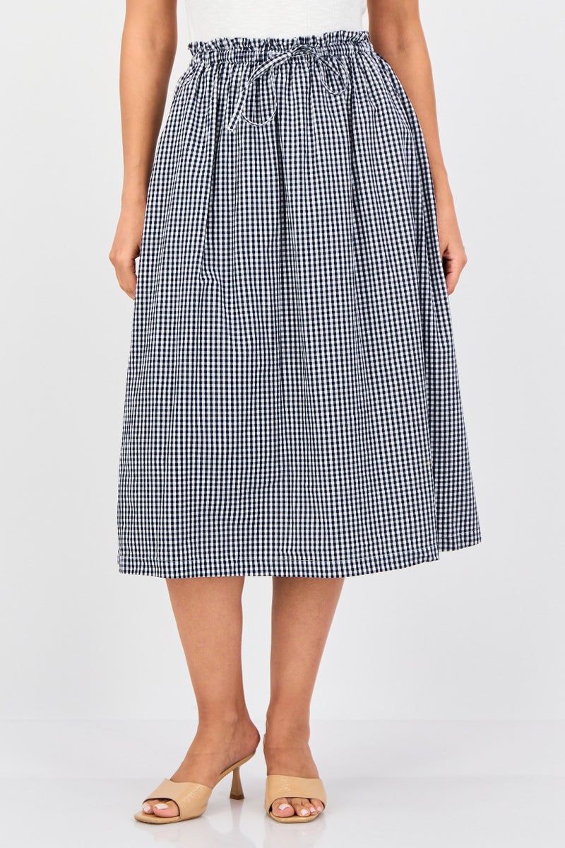 GAP Women Checkered Midi Skirt, Multicolor - Image 1