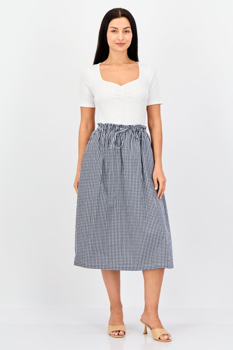 GAP Women Checkered Midi Skirt, Multicolor - Image 4