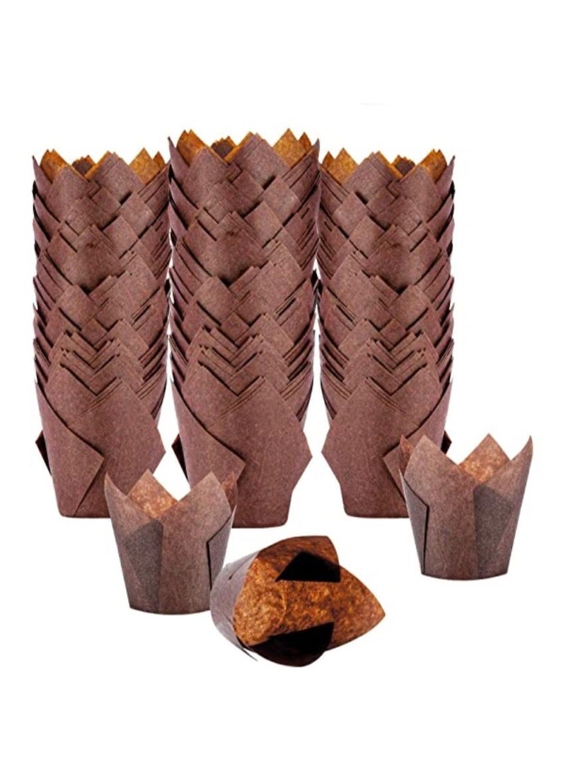 100 Brown Cupcake Baking Sheets - Image 1