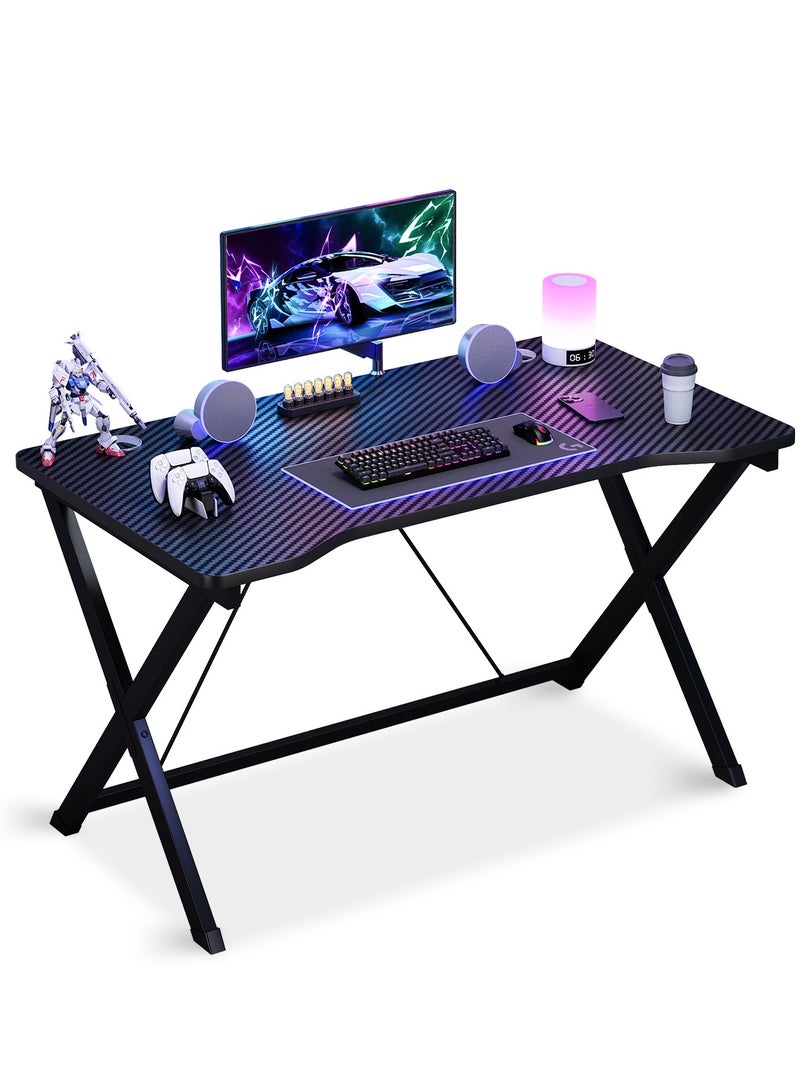 FAMAPY Gaming Table 100x54.5x75cm,Small Office Desk with Cable Hole, Compact  Gaming Desk,Carbon Fiber  PC Workstations - Image 1