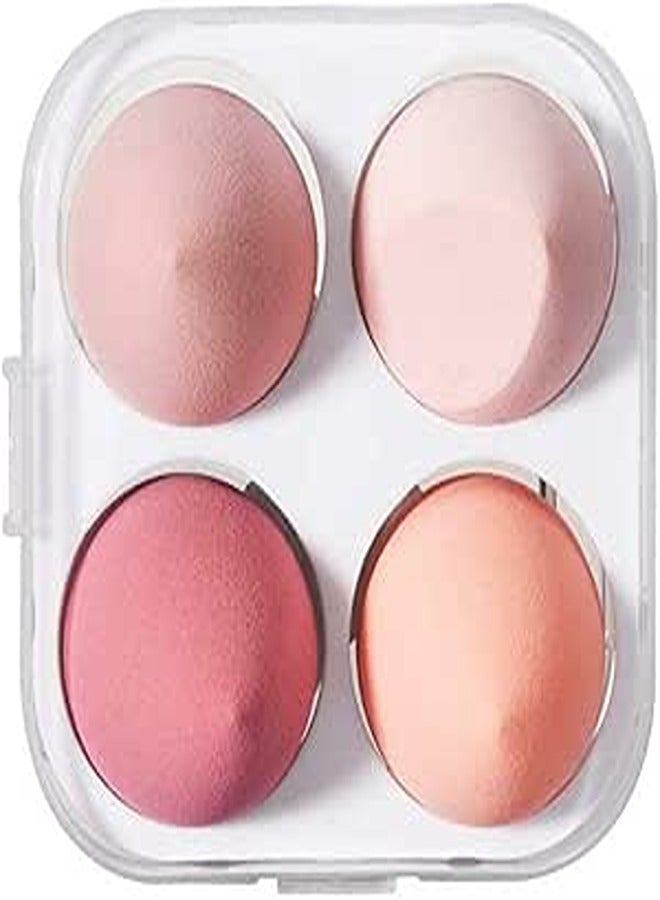 idamakii 4 Pcs/set Makeup Egg Sponge Beauty Blender, Latex Free Flawless Coverage Sponges, Beauty Cosmetic Foundation Blending Applicator Puff - Wet and Dry Use (Pink)