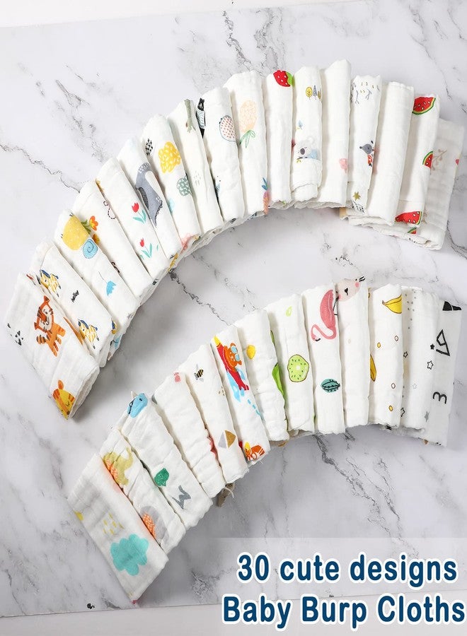 Kenning 30 Pieces Muslin Baby Washcloths for Newborn 10”x10” Soft Absorbent Muslin Burp Cloths Wash Clothes Baby Face Towels for Toddler Boy Girl Shower Gift Baby Registry - Image 4