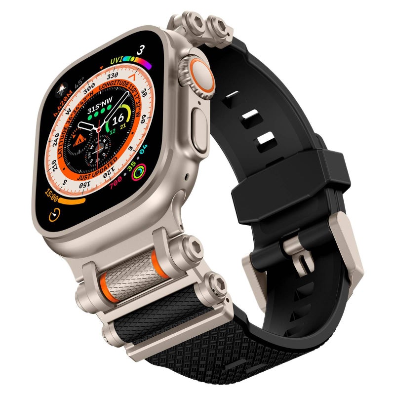 سوار ساعة ذكية سوار رياضي من السيليكون متوافق مع Apple Watch Ultra بملاءمة قابلة للتعديل وحزام بديل باللون أخضر قابل للتعديل - Image 4