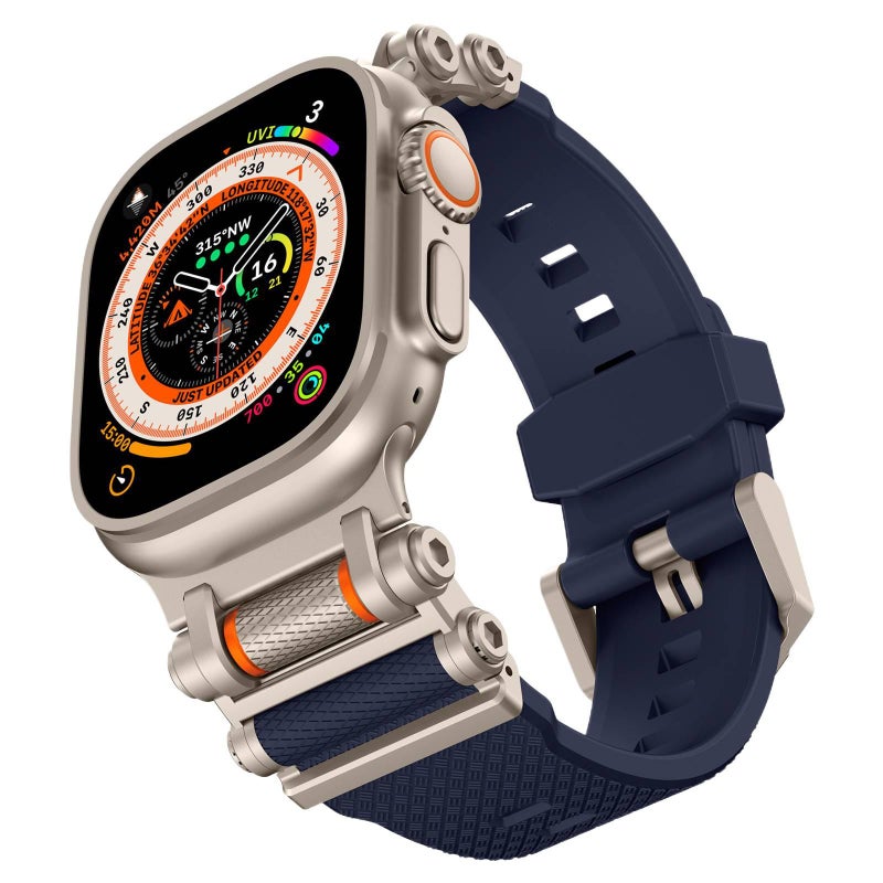سوار ساعة ذكية سوار رياضي من السيليكون متوافق مع Apple Watch Ultra بملاءمة قابلة للتعديل وحزام بديل باللون أخضر قابل للتعديل - Image 5