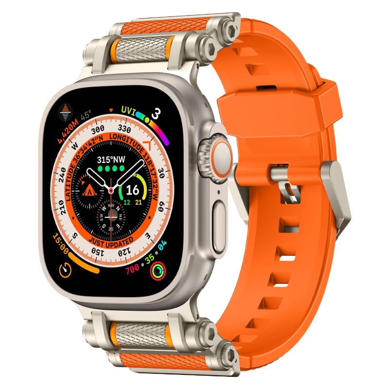 سوار ساعة ذكية سوار رياضي من السيليكون متوافق مع Apple Watch Ultra بملاءمة قابلة للتعديل وحزام بديل باللون أخضر قابل للتعديل - Image 3