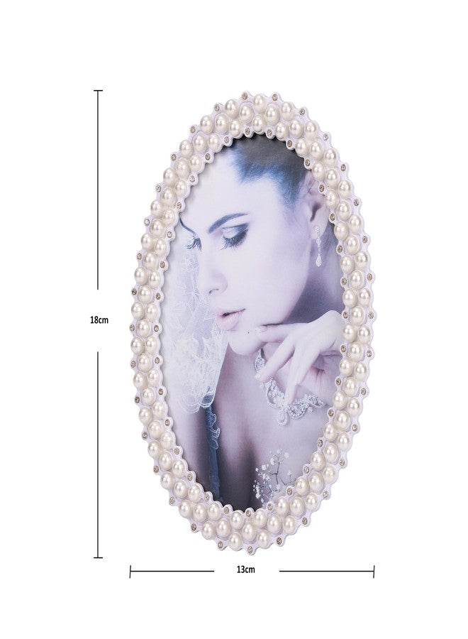 HOME ELEMENTS Oval Pearl Photo Frame, Decorative Tabletop Picture Frame with Rhinestones, Perfect for Home decor, Table Decor, Birthday, Anniversary, Special Occasions, Best for Gift - 13x18 cm - Image 4
