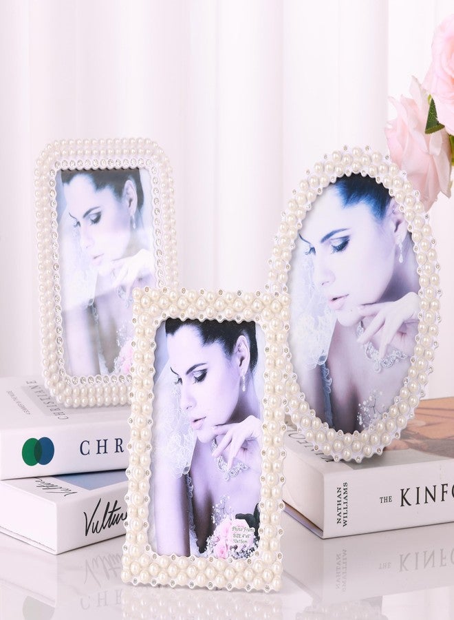 HOME ELEMENTS Oval Pearl Photo Frame, Decorative Tabletop Picture Frame with Rhinestones, Perfect for Home decor, Table Decor, Birthday, Anniversary, Special Occasions, Best for Gift - 13x18 cm - Image 2