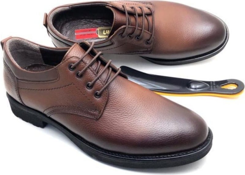 Derilax Men's Brown Leather Orthopedic Winter Shoes  - Image 1