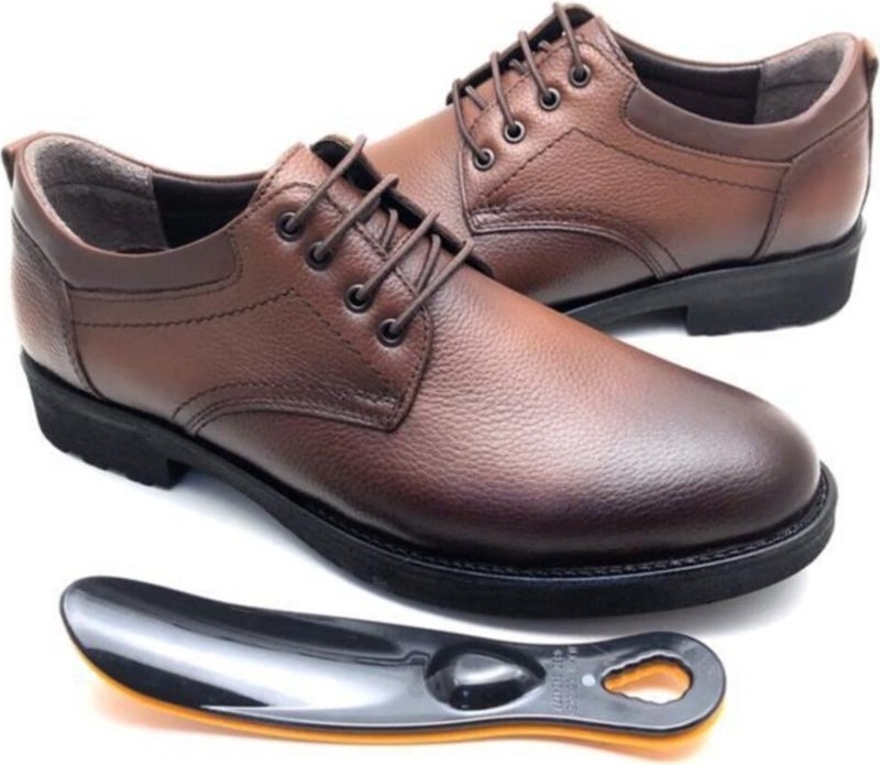 Derilax Men's Brown Leather Orthopedic Winter Shoes  - Image 3