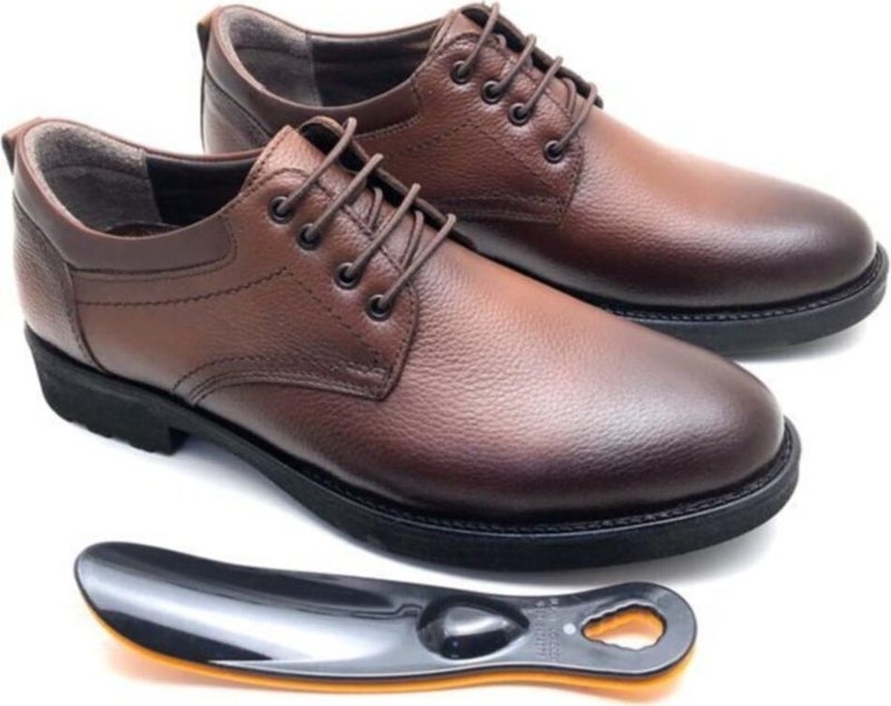 Derilax Men's Brown Leather Orthopedic Winter Shoes  - Image 4