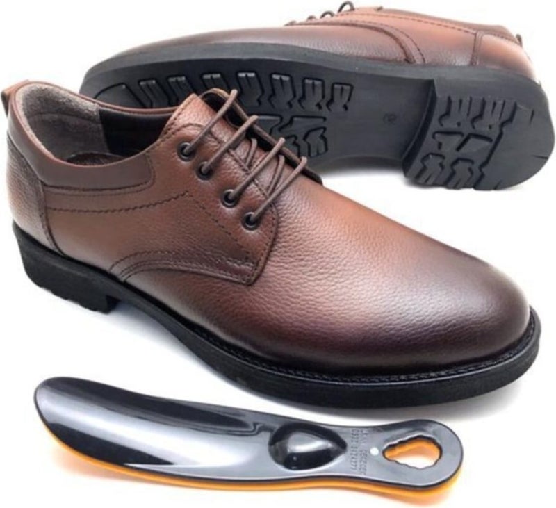 Derilax Men's Brown Leather Orthopedic Winter Shoes  - Image 2