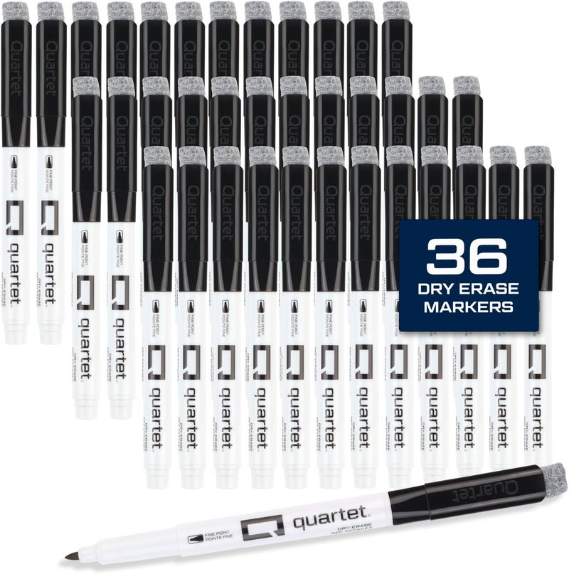 Quartet Dry Erase Markers Fine Tip White Board Dry Erase Markers Office Essentials Black 36 Pack Q120Z01R - Image 1