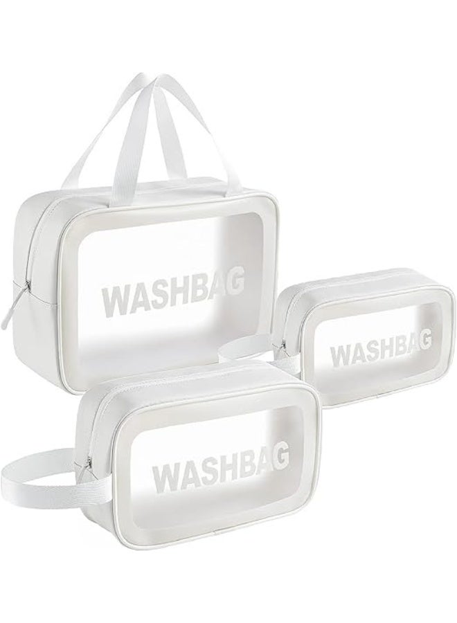 Toiletry Bags - Waterproof Cosmetic Laundry Bag Zipper Makeup For Women And Girls 3 Pieces Travel & Holiday Accessories PVC plastic and eco-friendly polyurethane leather Transparent - Image 5