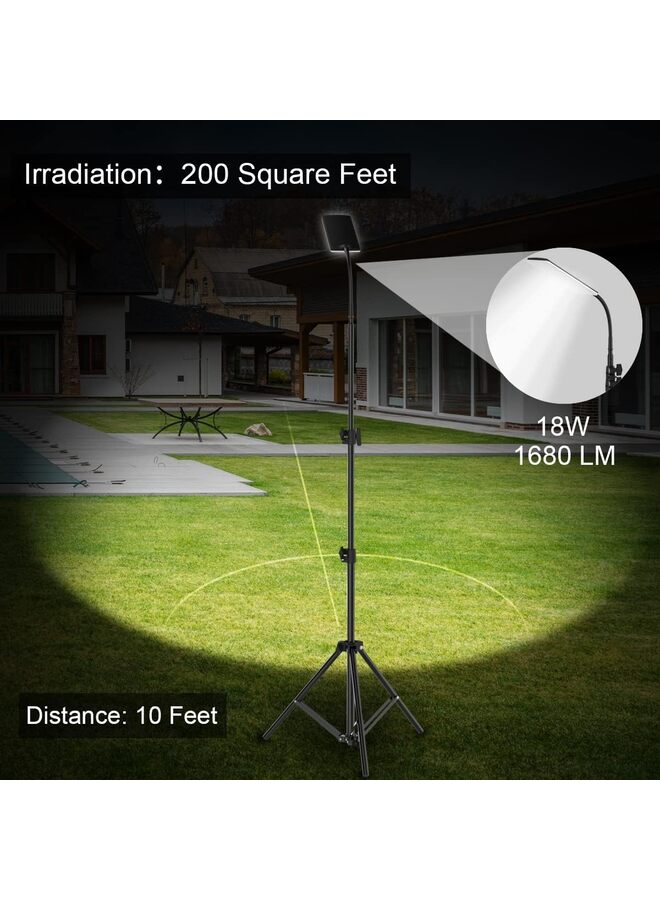 مصابيح تخييم محمولة، مصابيح عمل مع حامل، مصباح خارجي ثلاثي القوائم تلسكوبي وإضاءة تخييم، يتضمن خطاف تخييم - Image 5