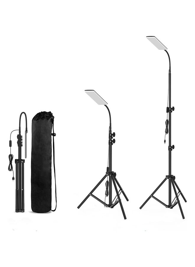 مصابيح تخييم محمولة، مصابيح عمل مع حامل، مصباح خارجي ثلاثي القوائم تلسكوبي وإضاءة تخييم، يتضمن خطاف تخييم - Image 1