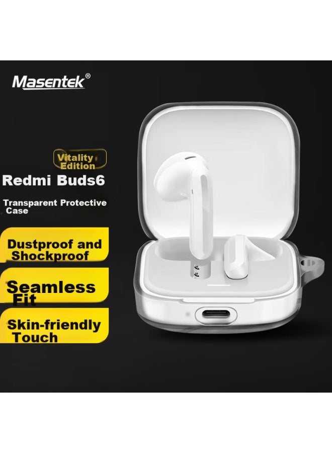 Masentek Compatible With Redmi Buds6 Active Edition Bluetooth Earphones Protective Case, Xiaomi Buds6 Active Edition Earphone Box Protective Cover, Transparent Soft Shell, Shockproof Tpu - Image 1