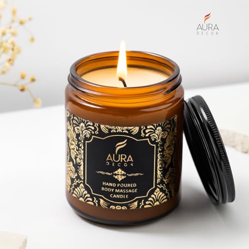 AURA DECOR شمعة تدليك الجسم من أورا ديكور (مصنوعة من شمع طبيعي نقي وزيوت أساسية) - Image 4