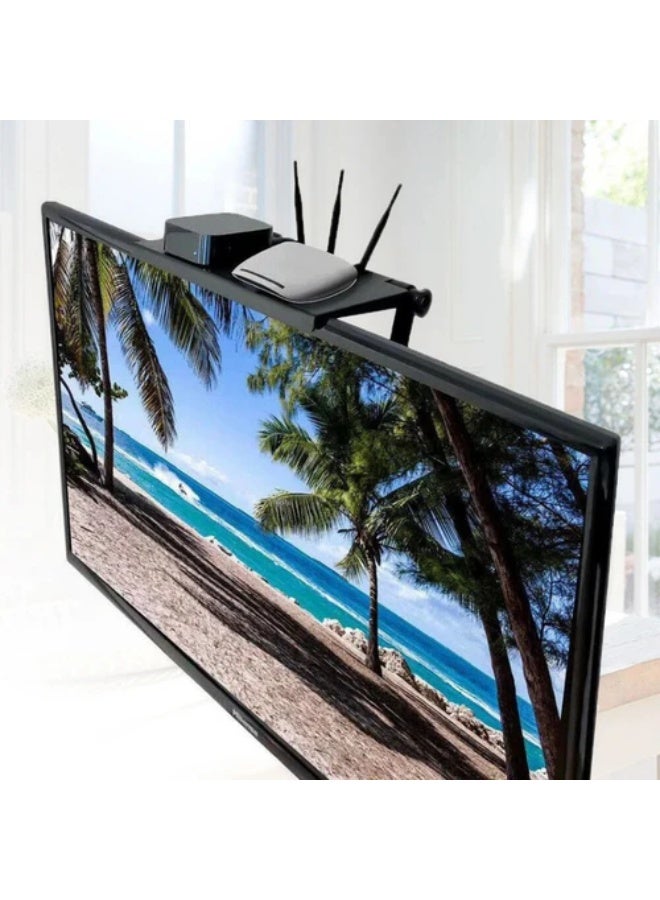 Adjustable TV Top Shelf Mounting Bracket – Universal Clip-On Screen Shelf for Flat Screens and Monitors – Space-Saving Organizer for Streaming Devices, Speakers, Remotes, and Decor - Image 3