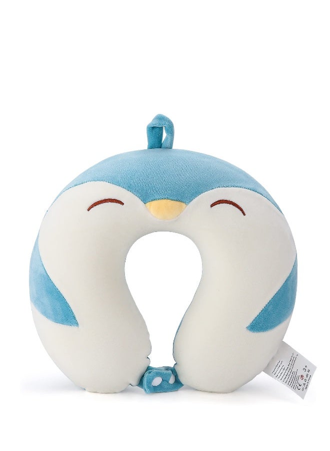 Generic Cartoon Headrest & Neck Pillow for Kids Boys & Girls, 100% Pure Memory Foam Penguin Travel Pillow, for Airplane Travel, Road Trip - Neck, Chin Support, Stops Head from Falling Forward, Washable - Image 1