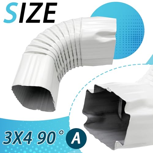 Niuohoy 3x4 Downspout Gutter Elbow Style A 90 Degree Positive Elbow Connector Easy to Install for Home Roofing Drainage White - Image 3