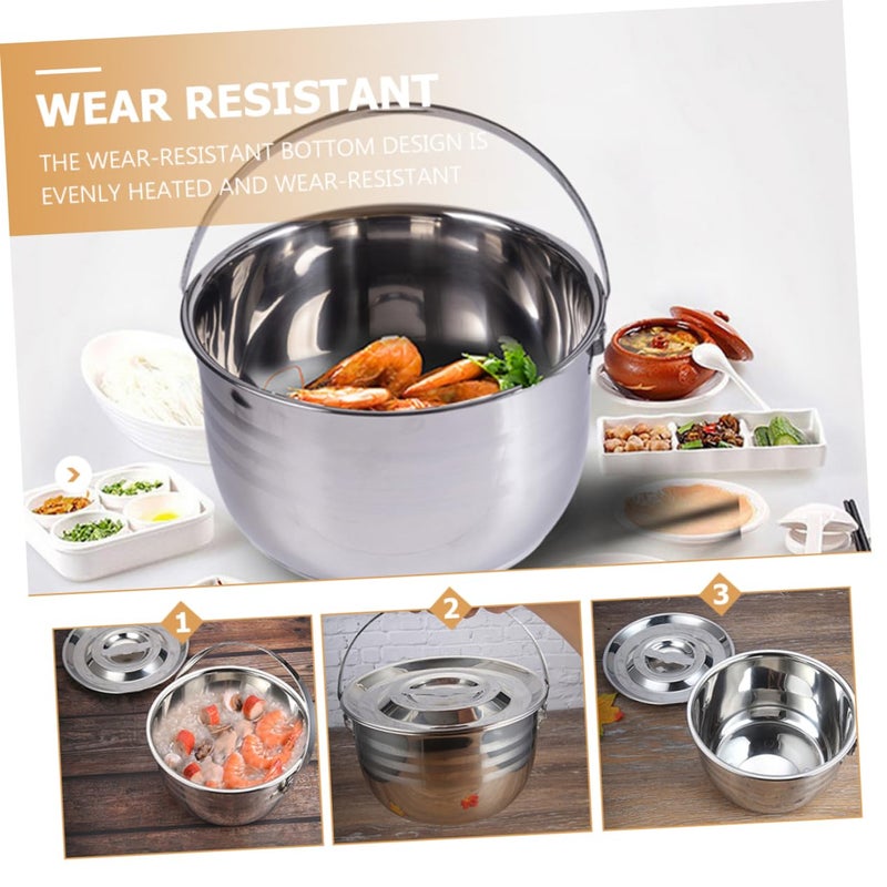 Large Capacity Stainless Steel Saucepan Camping Pot Even Heating Thick Base - Image 3