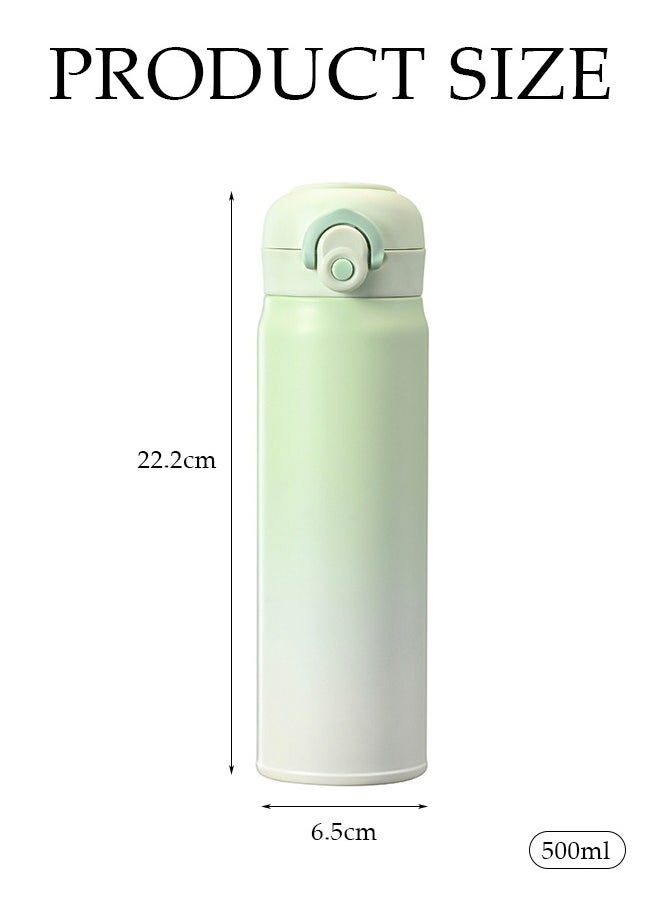 DUNISO Vacuum cup, portable insulated water cup with bounce lid, with handle and leak proof lock, suitable for home office and school work, 500ml, 22.2 * 6.5cm  - Image 2