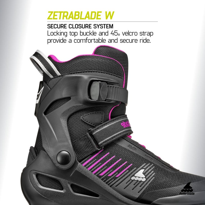 Rollerblade Zetrablade Women's Adult Fitness Inline Skate, Black and Pink, Performance Inline Skates - Image 3