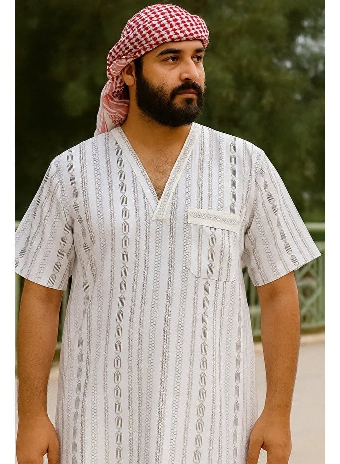 ثوب نوم مشجر سبعه صيفي عرض 24/26انش /ابيض - Image 1