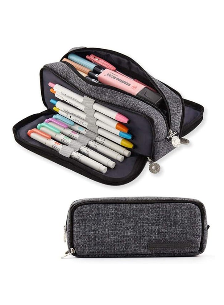 YelaJoy Large Pencil Case Big Capacity 3 Compartments Canvas Pencil Pouch for Teen Boys Girls School Students - Image 1